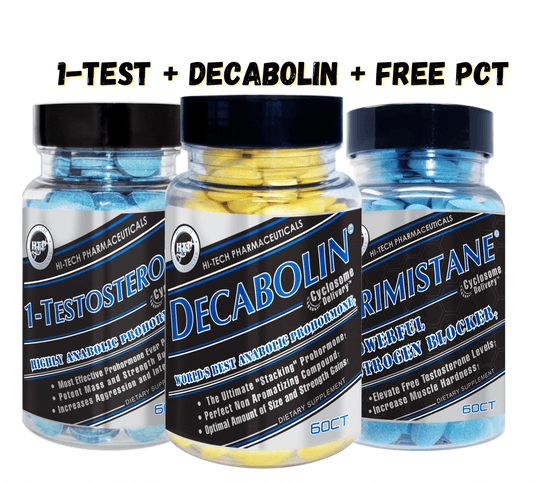 Hi-Tech | Prohormone Beginner Stack (1+Testosterone + Decabolin + Post Cycle)