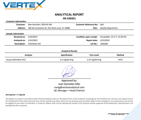 Raw | Yohimbine HCL