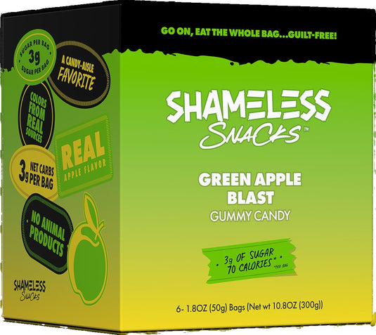 Shameless Snacks Gummy Candy 6box Green Apple Blast